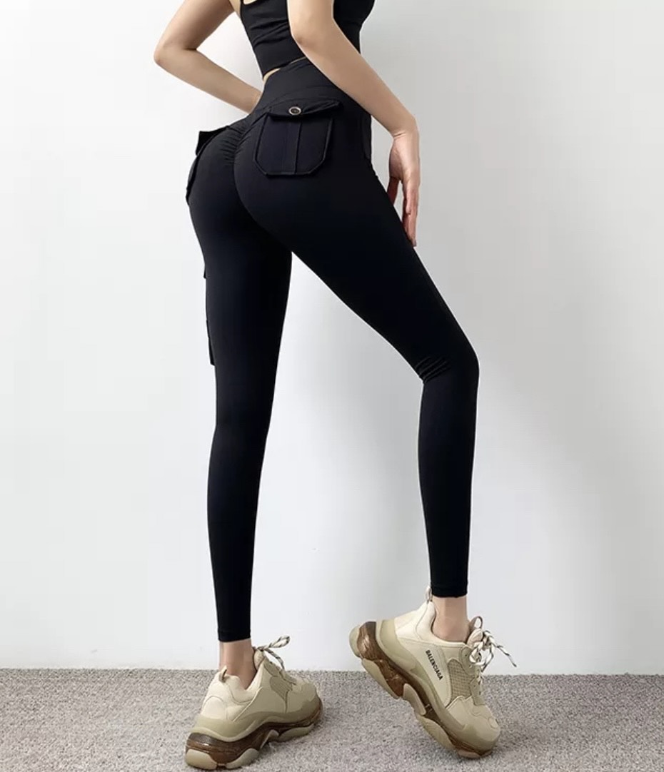 Scrunch Butt Leggings with Pockets and Buckle detail - Welcome